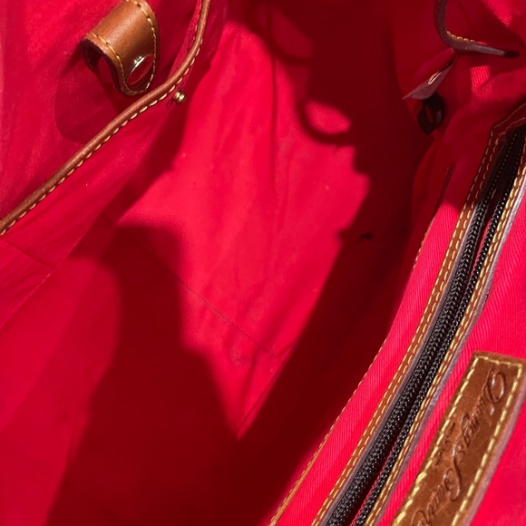 Red Pebble and Brown Leather All Weather Dooney and Bourke Handbag Bag - Picture 11 of 11